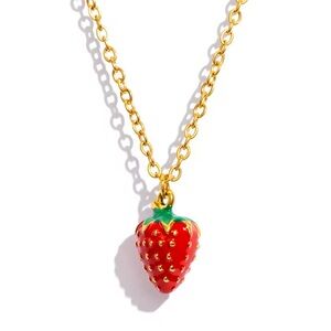 Red Strawberry 18K Gold Stainless Steel Non Tarnish Necklace